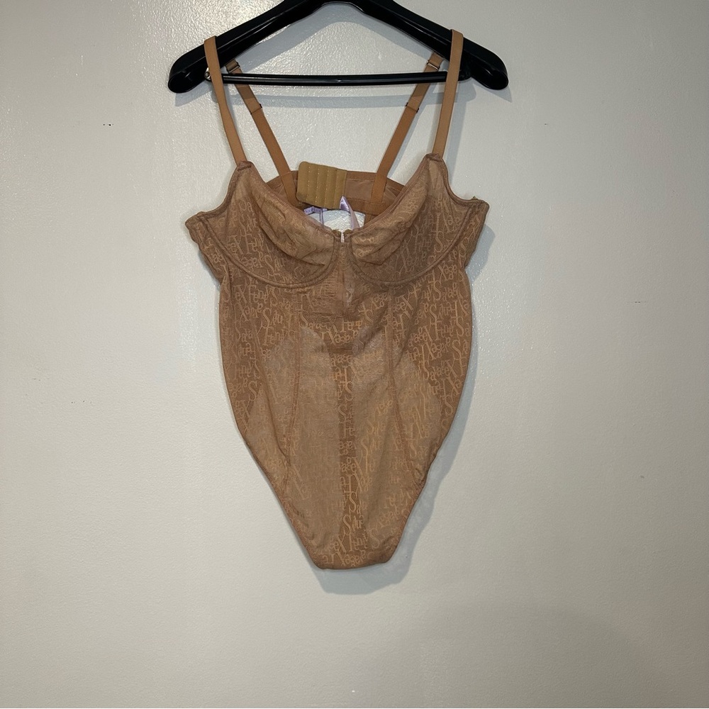 NWT Savage X Fenty Tan Monogram Thong Bodysuit 2X - Picture 2 of 4